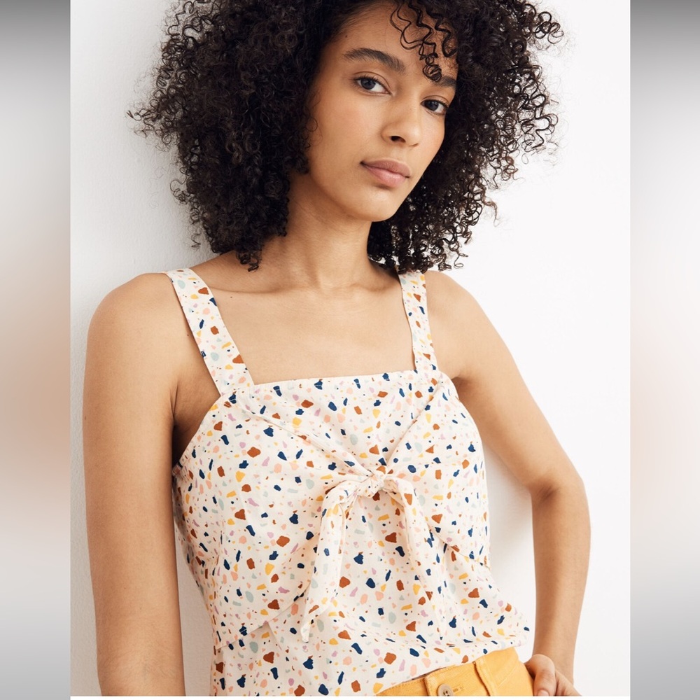 Madewell Tie-Front Cami Top in Terrazzo Size 10